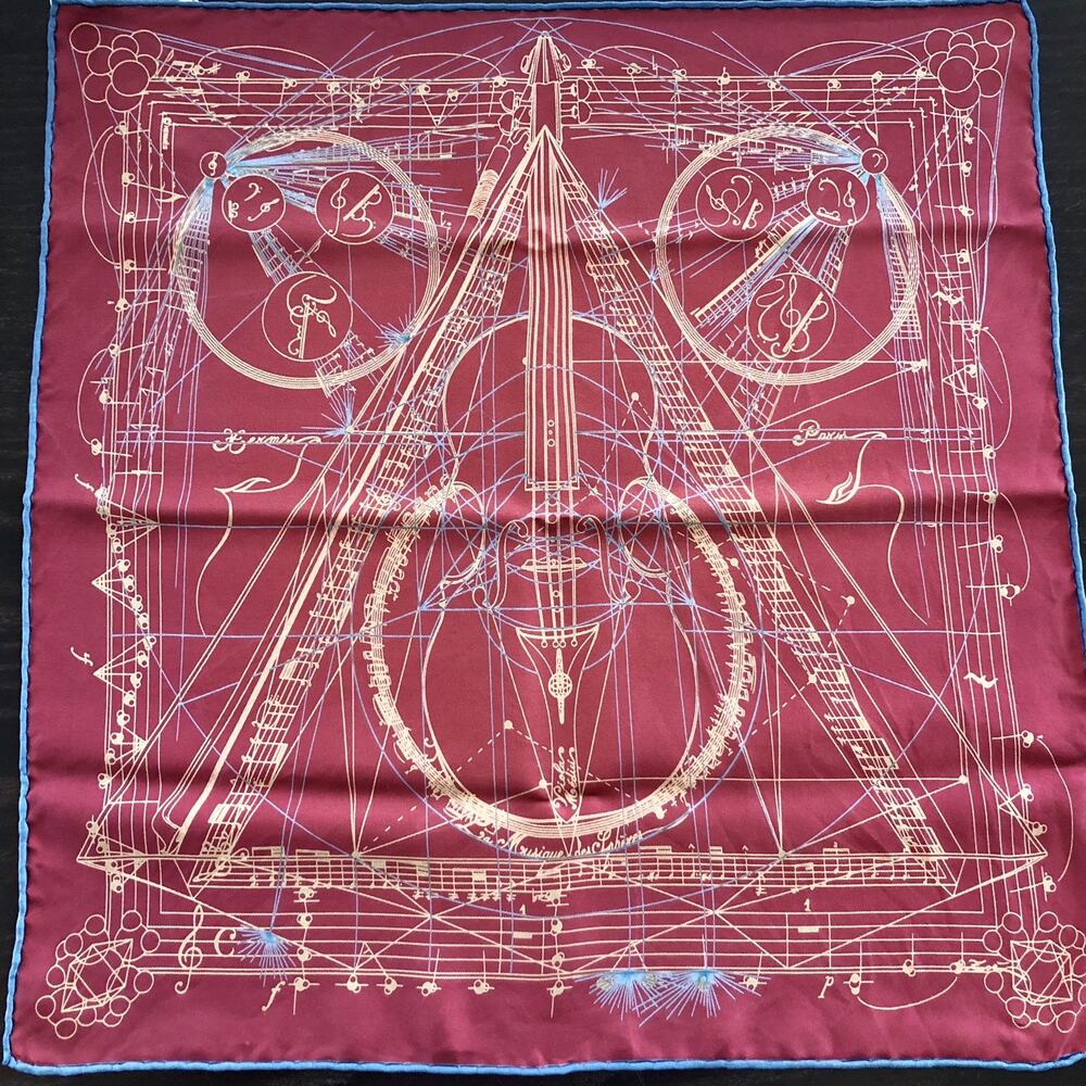 Vintage Hermès Silk Scarf 45cm La Musique des Sphères Gavroche Pocket Square